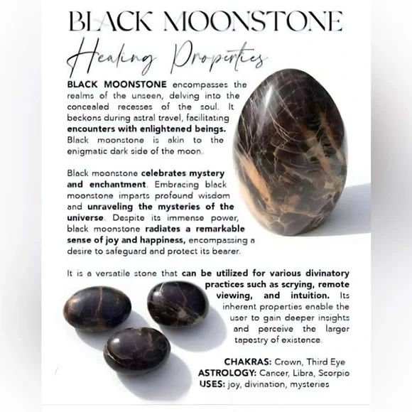 Black Moonstone Heart-Shaped Stone Decor Gift Large - Picture 7 of 9